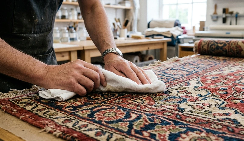 Safe antique rug cleaning with minimal moisture